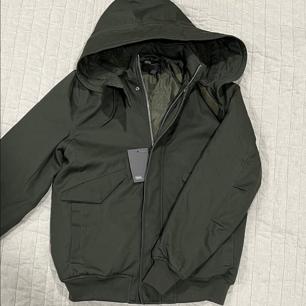 ASOS Men's Dark Green Hooded Jacket